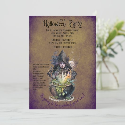 Wicked Good Hexe Halloween-Party Einladung (Stehend Vorderseite)