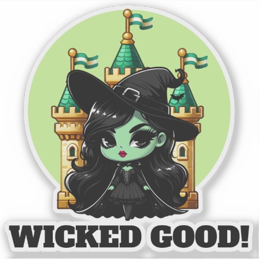 Wicked Good Little Green Hexe Einladung Aufkleber (Vorderseite)