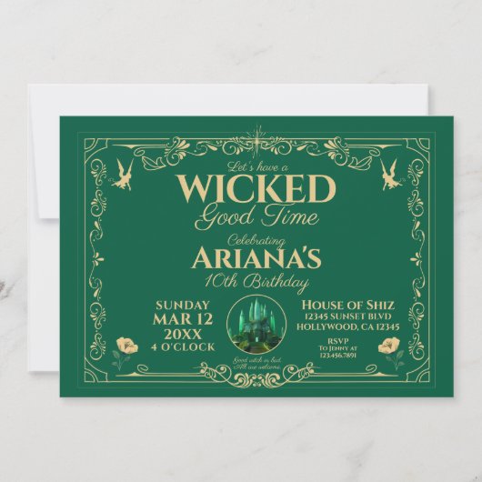 Wicked Good Time Green Birthday Party Invitation Einladung (Vorderseite)