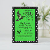 Wicked Good Time Green Halloween Einladung (Stehend Vorderseite)