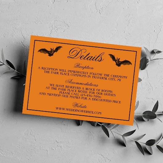 Wicked Halloween Orange Black Gothic Wedding Begleitkarte
