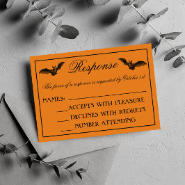 Wicked Halloween Orange Black Gothic Wedding RSVP Karte