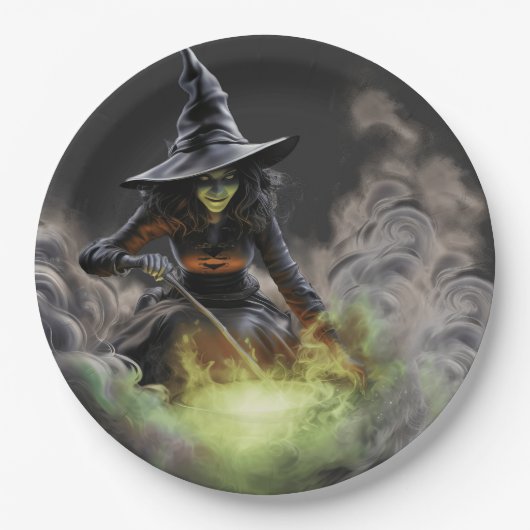 Wicked Halloween Stirring Boiling Cauldron Pappteller (Vorderseite)