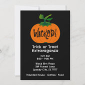 Wicked Happy Halloween Black Orange Pumpkin Einladung (Vorderseite)