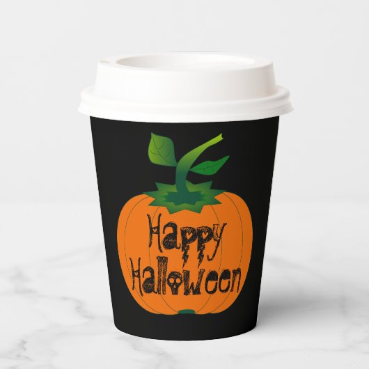 Wicked Happy Halloween Black Orange Pumpkin Pappbecher (Rückseite)