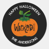 Wicked Happy Halloween Black Orange Pumpkin Runder Aufkleber (Vorderseite)