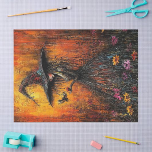 Wicked Hexe in Large Hat Decoupage Seidenpapier (Basteln)