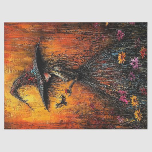 Wicked Hexe in Large Hat Decoupage Seidenpapier (Vorderseite)