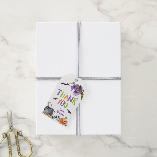 Wicked Hexenkatze Halloween Geburtstag Danke Geschenkanhänger (Mit Garn)