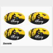 Wicked Hexenmeister Silhouette Halloween Ovaler Aufkleber (Blatt)