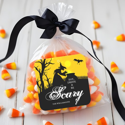 Wicked Hexenmeister Silhouette Halloween Quadratischer Aufkleber