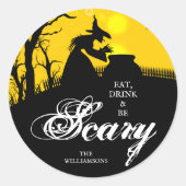 Wicked Hexenmeister Silhouette Halloween Runder Aufkleber (Vorderseite)