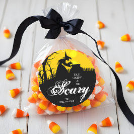 Wicked Hexenmeister Silhouette Halloween Runder Aufkleber