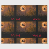 Wicked Hexenschwarz Orange Spooky Halloween Geschenkpapier (Flach)