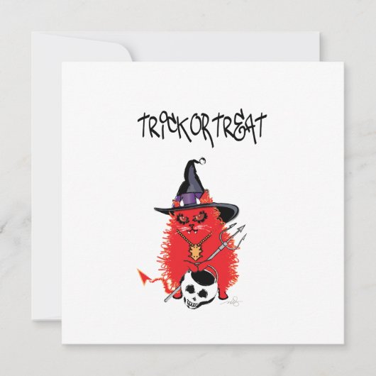 Wicked Kitty Devil Cat Trick or Tree Einladung (Vorderseite)