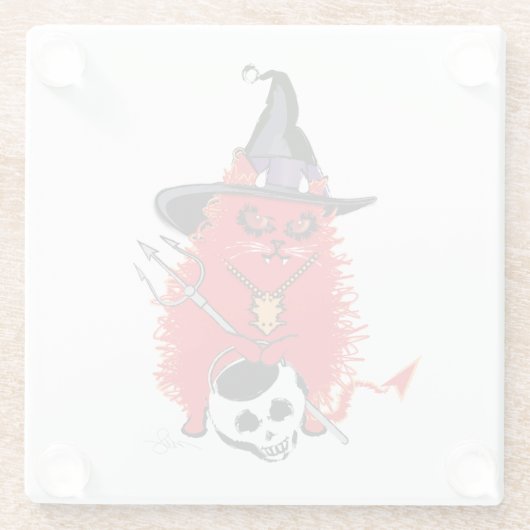 Wicked Kitty Devil Cat Trick or Tree Glasuntersetzer (Rückseite)