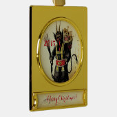 Wicked Krampus Beängstigend Demo Weihnachten Weihn Banner-Ornament Gold (Rechts)