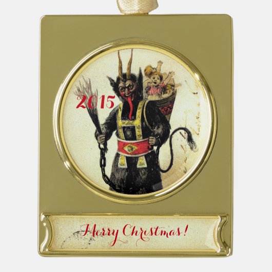 Wicked Krampus Beängstigend Demo Weihnachten Weihn Banner-Ornament Gold (Vorderseite)