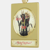 Wicked Krampus Beängstigend Demo Weihnachten Weihn Banner-Ornament Gold (Links)
