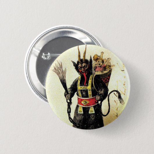 Wicked Krampus Beängstigend Demo Weihnachten Weihn Button (Vorne & Hinten)