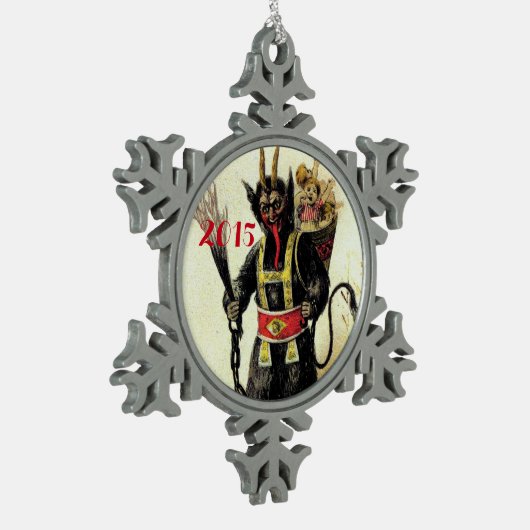 Wicked Krampus Beängstigend Demo Weihnachten Weihn Schneeflocken Zinn-Ornament (Links)