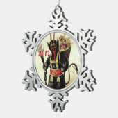 Wicked Krampus Beängstigend Demo Weihnachten Weihn Schneeflocken Zinn-Ornament (Rechts)