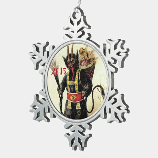 Wicked Krampus Beängstigend Demo Weihnachten Weihn Schneeflocken Zinn-Ornament (Rechts)