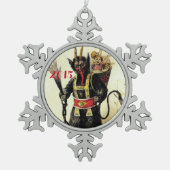 Wicked Krampus Beängstigend Demo Weihnachten Weihn Schneeflocken Zinn-Ornament (Vorderseite)