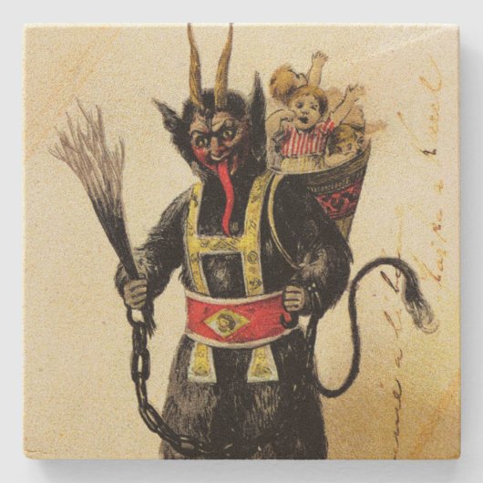 Wicked Krampus Beängstigend Demo Weihnachten Weihn Steinuntersetzer (Vorderseite)