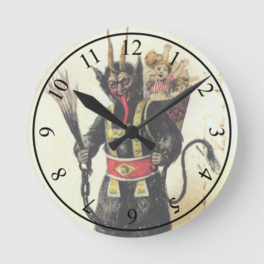 Wicked Krampus Scary Demon Holiday Christmas Xmas Runde Wanduhr (Vorderseite)