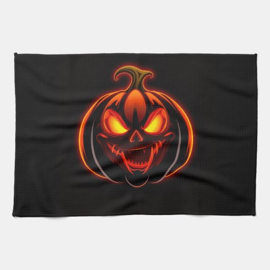 Wicked Neon Pumpkin Halloween Kitchen Towel Geschirrtuch (Horizontal)