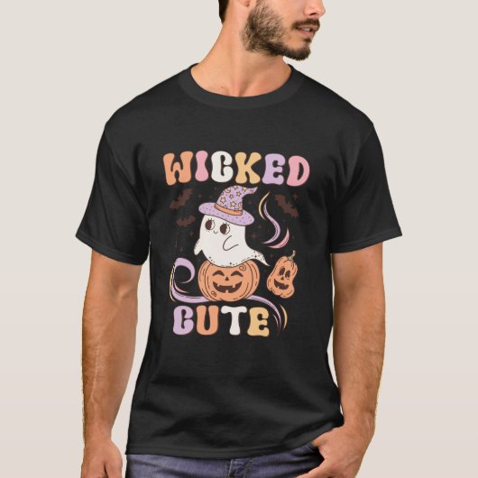 Wicked Niedlich Ghost Bats Spooky Pumpkin Groovy H T-Shirt (Vorderseite)