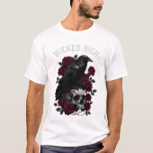 Wicked Night Raven & Skull Gothic Halloween T-Shir T-Shirt (Vorderseite)