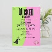 Wicked Pink Green Birthday Invitation Einladung (Stehend Vorderseite)