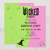 Wicked Pink Green Birthday Invitation Einladung (Vorne/Hinten)