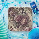 Wicked Plum Petals – Gothic Floral Design Pappteller (Party)