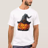 Wicked Pumpkin Witch Hat Halloween T-Shirt (Vorderseite)