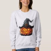 Wicked Pumpkin Witch Hat Halloween T-Shirt Sweatshirt (Vorderseite)