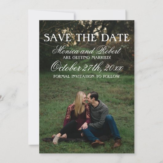 Wicked Script Overlay Gothic Wedding Save The Date (Vorderseite)