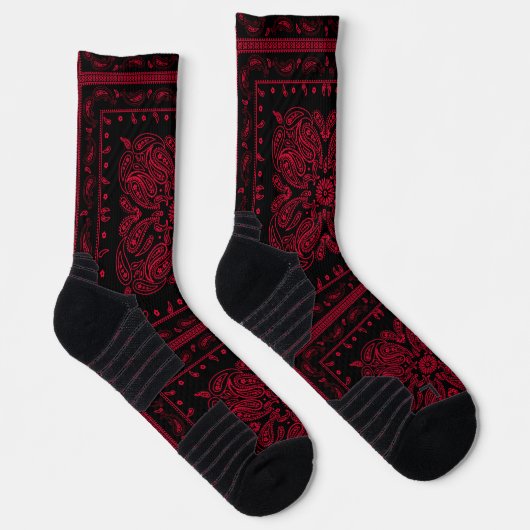 Wicked Style Black und Red Paisley Socken (Rechts)