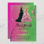 Wicked themed Elphaba & Glinda Birthday  Einladung (Vorne/Hinten)