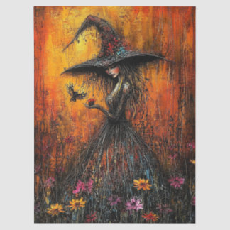 Wicked Witch in Large Hat Decoupage Tissue Paper Seidenpapier
