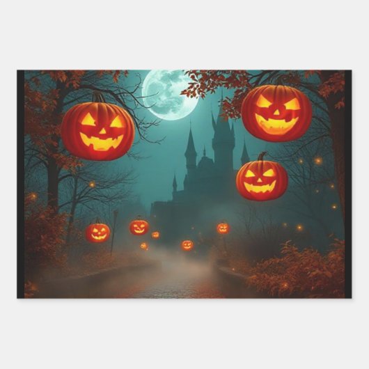 Wickedly Beautiful Halloween Gift Wrap 🌕 Geschenkpapier Set (Vorderseite)