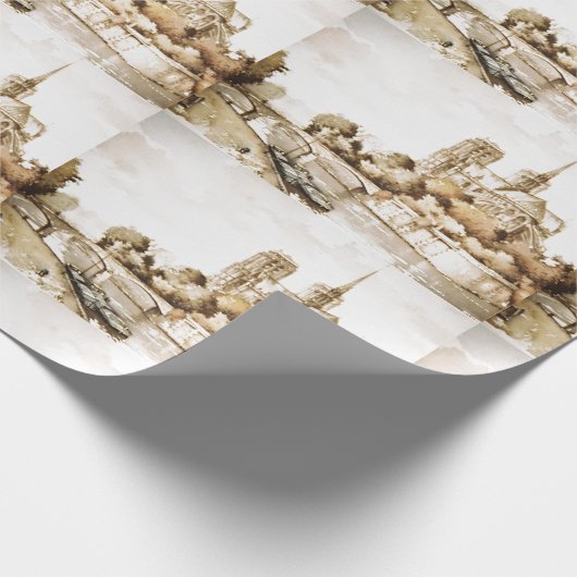 Wickeln Sie Papier mit "Notre Dame-Kathedralen" Geschenkpapier (Ecke)