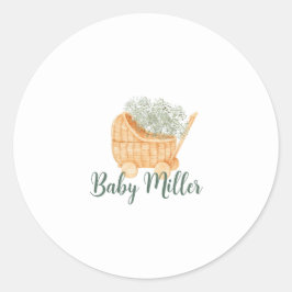 Wicker Baby Carriage Runder Aufkleber