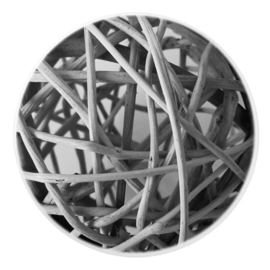 Wicker Ball Rustikal Keramikknauf (Vorderseite)