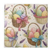 Wicker Basket Easter Eggs with Lavender Fliese (Vorderseite)