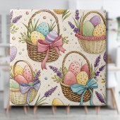 Wicker Basket Easter Eggs with Lavender Fliese