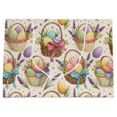 Wicker Basket Easter Eggs with Lavender Große Geschenktüte (Vorderseite)