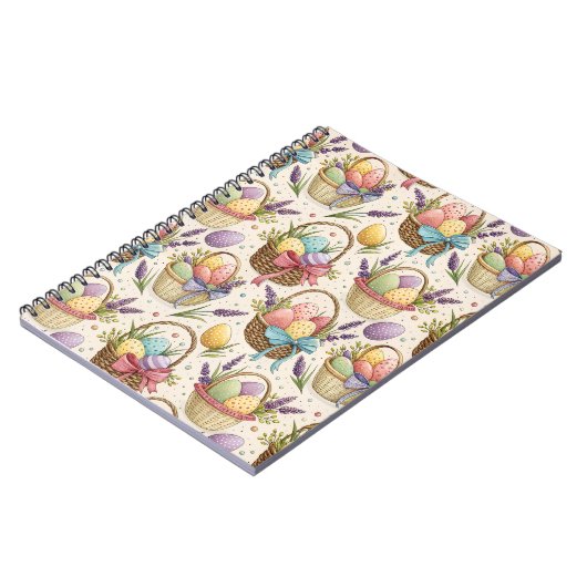 Wicker Basket Easter Eggs with Lavender Notizblock (Linke Seite)